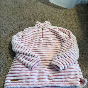 Simply Southern Pink and White Fleece Pullover